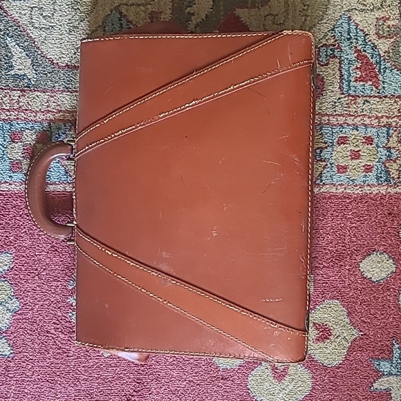 VINTAGE SPLIT COWHIDE LEATHER BRIEFCASE BAG - Picture 2 of 16